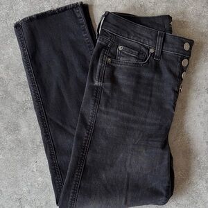 7 For All Mankind Black Frayed-Hem Jeans